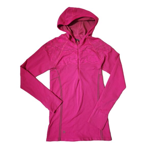 Athleta Floral ½ Zip Activewear Top – Women’s M, Thumb Holes, Stretch Fit - Picture 1 of 6